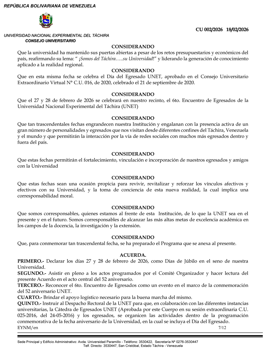 Aniversario 52 UNET 2026 Acuerdo1